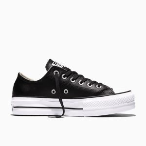 Converse Chuck Taylor All Star Platform Clean Leather Zwart/zwart/wit