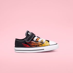 Converse Archive Flames Hook and Loop Chuck Taylor All Star Low Top Black/enamel Red/fresh Yellow (766199C)
