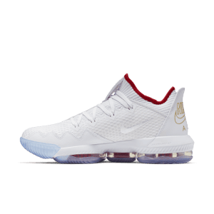 Nike LeBron 16 Low ‘Draft Night’ White/Metallic Gold-University Red (CI2668-100)