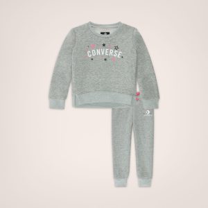 Converse Stardust Long Sleeve Jogger Set Dark Grey Heather (10022461-A02)