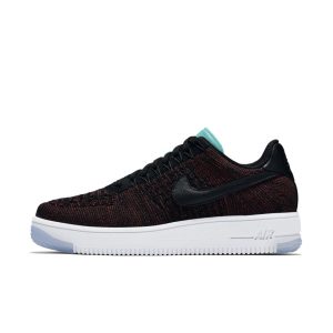 Nike Af1 Flyknit Low Black Black Team Red (W) (820256-002)