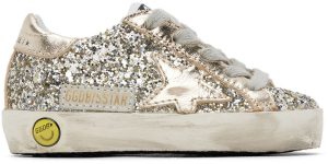 Golden Goose Baby Silver Superstar Glitter Sneakers (GJF00101.F002840.65157)
