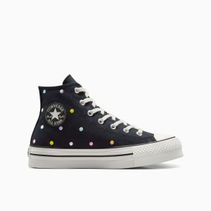 Converse Chuck Taylor All Star Lift Polka Dots Platform Black/Vintage White/Egret (A12608C)