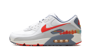 Nike Air Max 90 Premium “Summit White Ashen Slate Pure Platinum Bright Crimson” (HJ9147-121)