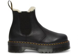 Dr. Martens 2976 Quad Faux Fur Lined Pisa Leather Platform Chelsea Boot Black (25635001)