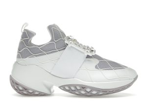 Roger Vivier Viv’ Run Fabric White Purple Crystal Buckle (RVW50636780T6O0FRE)