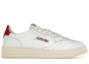 Autry Medalist Leather Low White Red (AULM-LL21)