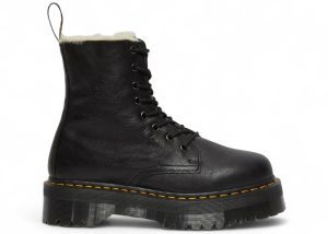 Dr. Martens Jadon Faux Fur Lined Pisa Leather Platform Lace Up Boot Black (25637001)