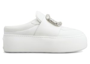 Roger Vivier Viv’ Up Mules White Crystal Buckle (RVW73941240LE9B001)