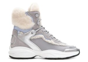 Valentino Garavani V Logo High-Top Shearling Sneakers Silver (WW2S0AH6 TMP ET4)