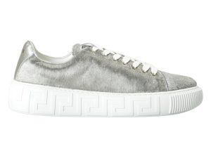 Versace Greca Sneaker White Silver Pony Hair (DSU8404 1A04248 1E01P)