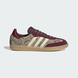 Adidas SAMBA OG X LIBERTY LONDON SCHOENEN Maroon / Warm Vanilla / Olive Strata (KH9802)