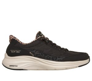 Skechers Slip-ins: Contour Foam – Cozy Fit Leopard Dream Sneaker Zwart
