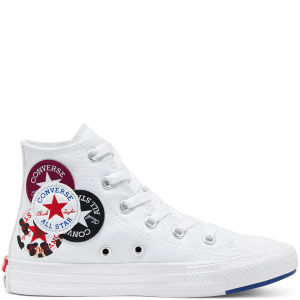 Converse Logo Play Chuck Taylor All Star High Top voor Kids White/rush Blue/rose Maroon (366989C)