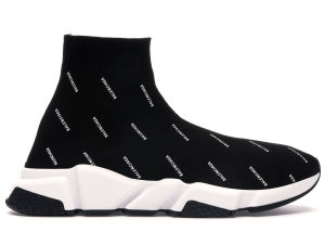 Balenciaga Speed Trainer Logo Print Black White