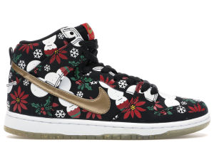 Nike Concepts x Dunk High SB Premium ‘Ugly Christmas Sweater’ Black/Metallic Gold-University Red (635525-006)