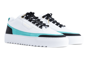 Mason Garments Firenze Leather/Suede – White/Turquoise (SS20-8C)