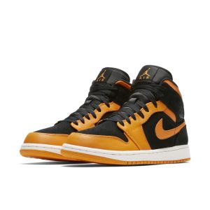 Air Jordan 1 Mid Black Orange Peel (554724-081)