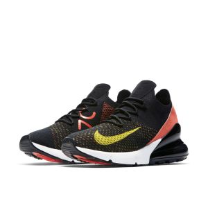Nike Air Max 270 Flyknit Black Bright Crimson Yellow Strike (W)