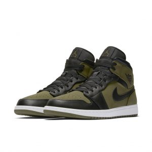 Air Jordan 1 Mid Olive Canvas Black (554724-301)