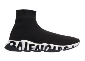 Balenciaga Speed Graffiti Trainers White Black Logo (W)