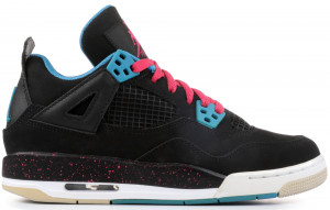 Girls Air Jordan 4 Retro Black Dynamic Blue Pink (487724-019)