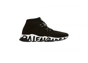 Balenciaga Speed Lace Up Graffiti Black White