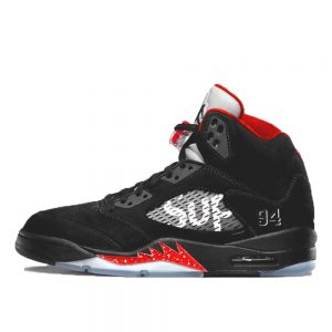Supreme x Air Jordan 5 Retro ‘Black’ Black/Fire Red (824371-001)