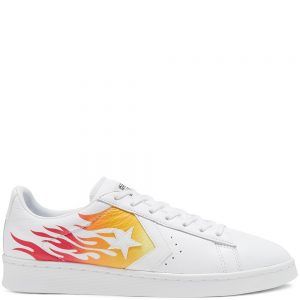 Converse Pro Leather Low ‘Archival Flame Print’ White/Bold Mandarin/Enamel Red (167935C)