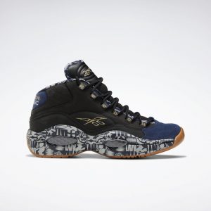 Reebok Question Mid Iverson Classic Black/Collegiate Navy-Solid Grey (Other Brands Reebok)