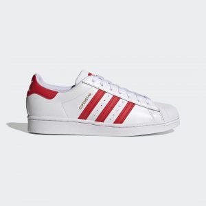 Adidas Superstar ‘White Vivid Red’ Cloud White/Vivid Red/Gold Metallic (H68094)