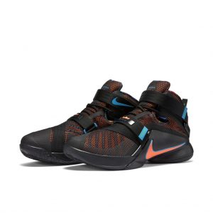 LeBron Soldier 9 Black/Blue Lagoon-Green Shock-Hyper Orange (749417-084)