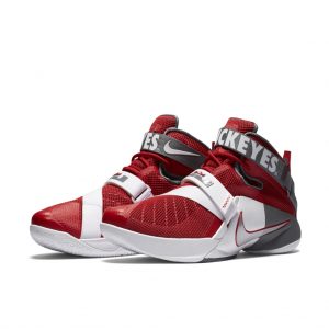 LeBron Soldier 9 “Ohio State” University Red-White-Cool Grey-Metallic Silver (749490-601)
