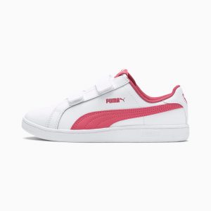 Puma Smash Leather V PS Wit/Roze (361591-14)