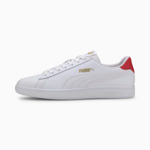 Puma Smash v2 leren Rood/Wit/Goud (365215-17)