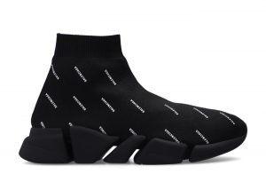 Balenciaga Speed Trainer 2.0 All Over Logo Black White (W) (617196W2DBO1090)
