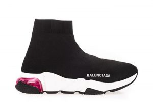Balenciaga Speed Trainer Clear Sole Black Red (W) (607543W2DB61014)
