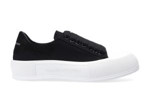 Alexander McQueen Deck Skate Plimsoll Lace-Up Black White (W) (654593 W4PQ1 1070)