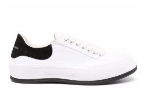 Alexander McQueen Deck Skate Plimsoll Lace-Up White Black (654594W4MV79061)