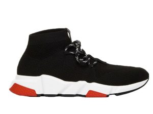 Balenciaga Speed Trainer Lace Up Black Black White Red (530357W07U01000)
