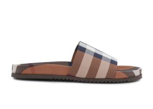 Burberry Check Cotton Slides Birch Brown (8049018)
