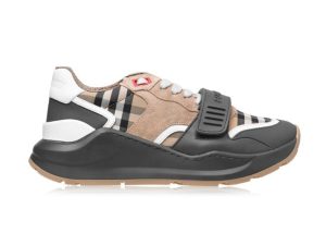 Burberry Ramsey Vintage Check Suede Leather Sneakers Grey Archive Beige (80310981)