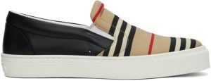 Burberry Beige & Black Icon Stripe Thompson Sneakers (8037276)