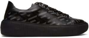 Versace Black & Grey ‘La Greca’ Low-Top Sneakers (DSU8404 1A01726)