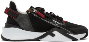 Fendi Black & Grey Suede ‘Flow’ Sneakers (7E1392 TC0)