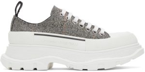 Alexander McQueen Black & White Wool Tread Slick Low Sneakers (650809 W4PE1)