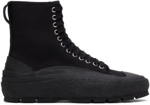 Jil Sander Black Canvas Chunky Sneakers (JI37522A_14350)