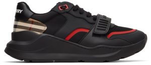 Burberry Black Vintage Check Leather & Mesh Sneakers (8034127)