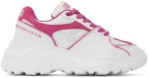 Versace Jeans Couture Off-White & Pink Speedtrack Low Sneakers (E71VA3SC4EZP064)