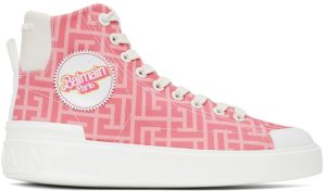 Balmain Pink & White Mattel Edition B Court High-Top Sneakers (XN4VG691TCMB)